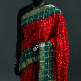 Kutch bandhani tie-dye cotton saree with blouse piece 21