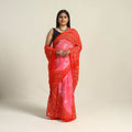 Red Kutch Bandhani Tie-Dye Cotton Saree with Blouse Piece