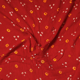 Red Kutch Bandhani Tie-Dye Satin Cotton Precut Fabric 