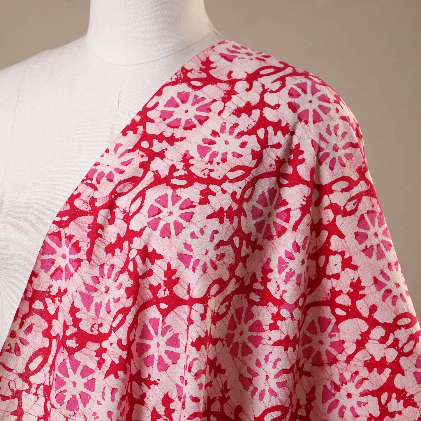 Red - kutch batik cotton fabric 72 - handcrafted