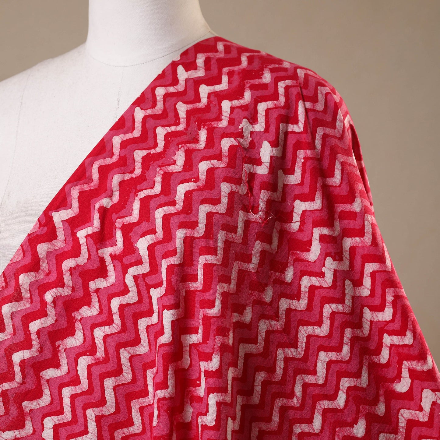 Red - kutch batik cotton fabric 85 - handcrafted