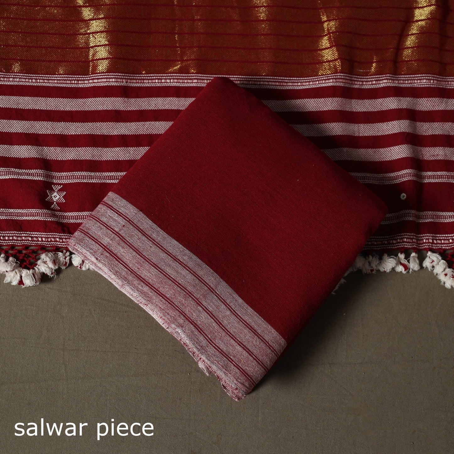 Kutch bhujodi handloom kala cotton 3pc unstitched dress