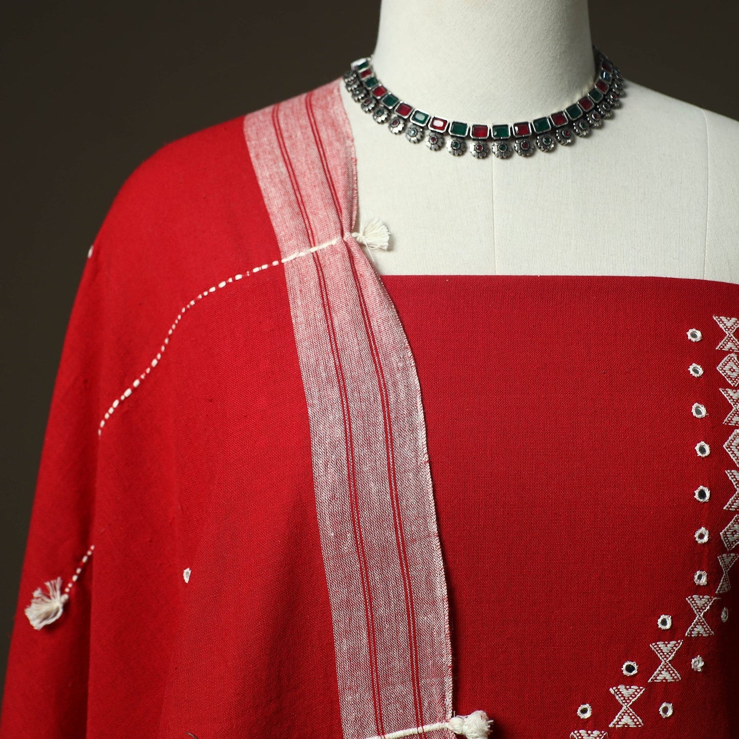 Kutch bhujodi handloom kala cotton 3pc unstitched dress