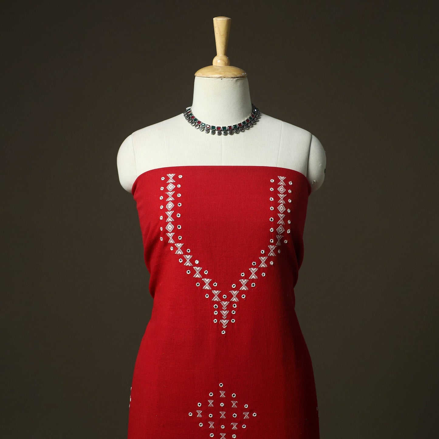 Kutch bhujodi handloom kala cotton 3pc unstitched dress