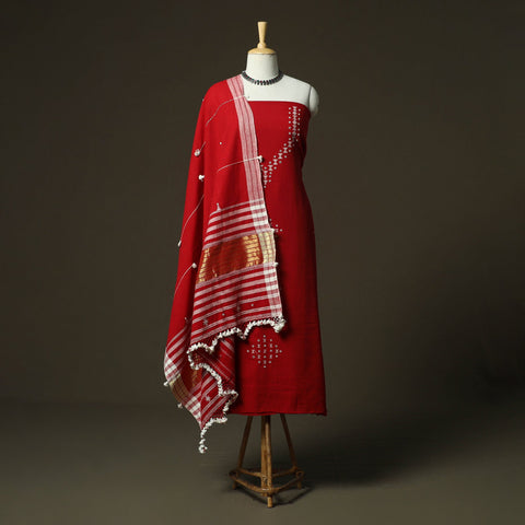 Kutch bhujodi handloom kala cotton 3pc unstitched dress