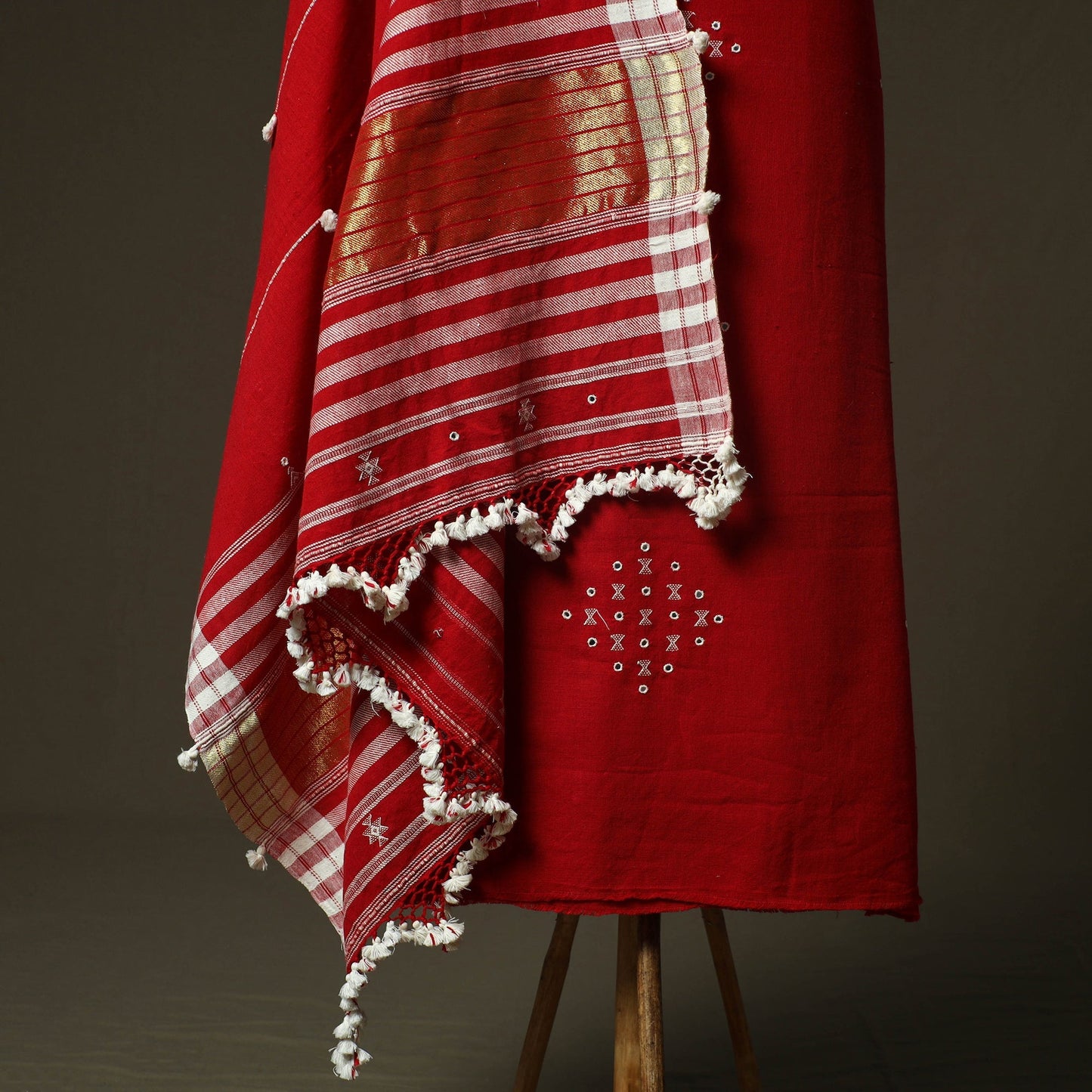 Kutch bhujodi handloom kala cotton 3pc unstitched dress