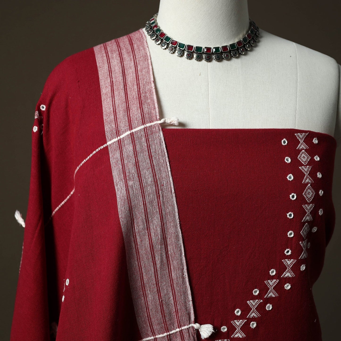 Kutch bhujodi handloom kala cotton 3pc unstitched dress