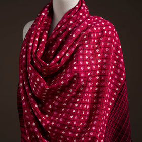 Kutch bhujodi handwoven merino wool bandhani tie-dye shawl