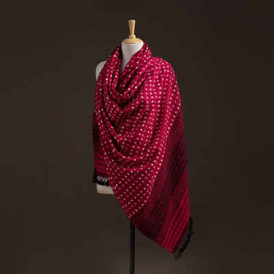 Kutch bhujodi handwoven merino wool bandhani tie-dye shawl