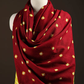 Kutch bhujodi handwoven merino wool bandhani tie-dye shawl