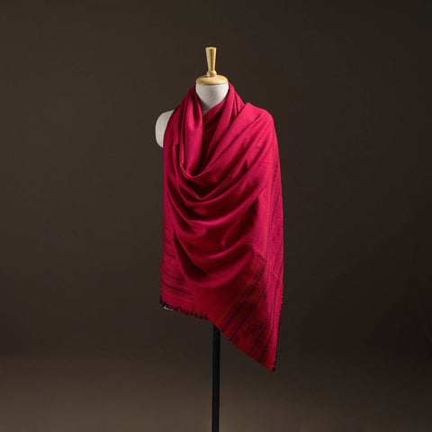Red - kutch bhujodi handwoven merino wool dhabla shawl 33