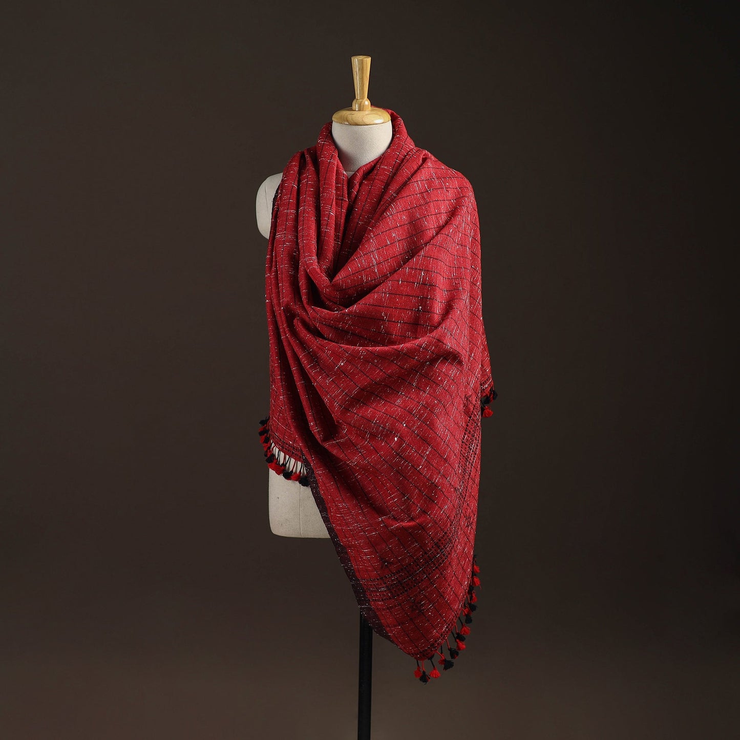 Kutch bhujodi handwoven merino wool shawl 161 - handcrafted