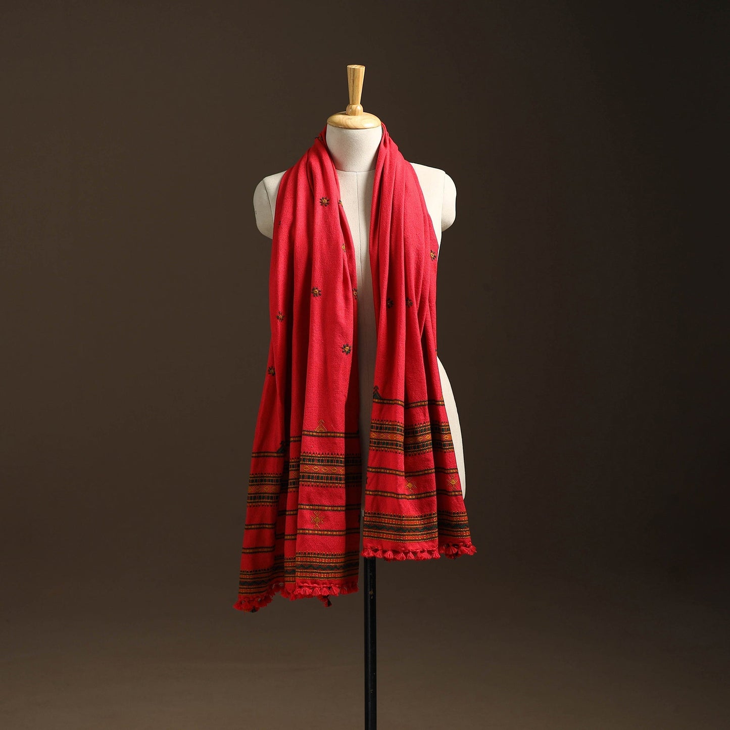 Kutch bhujodi handwoven mirror work wool shawl 34