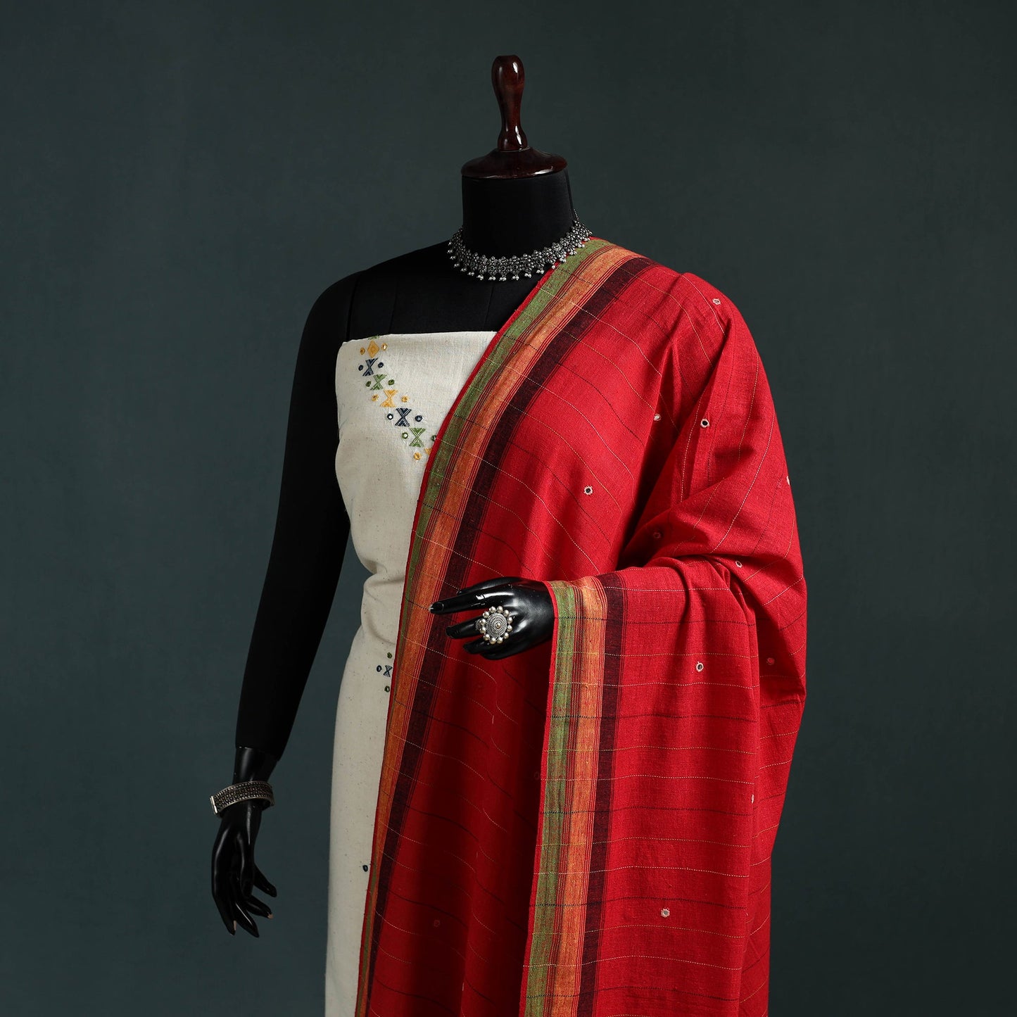 Kutch bhujodi handwoven mirror work organic kala cotton