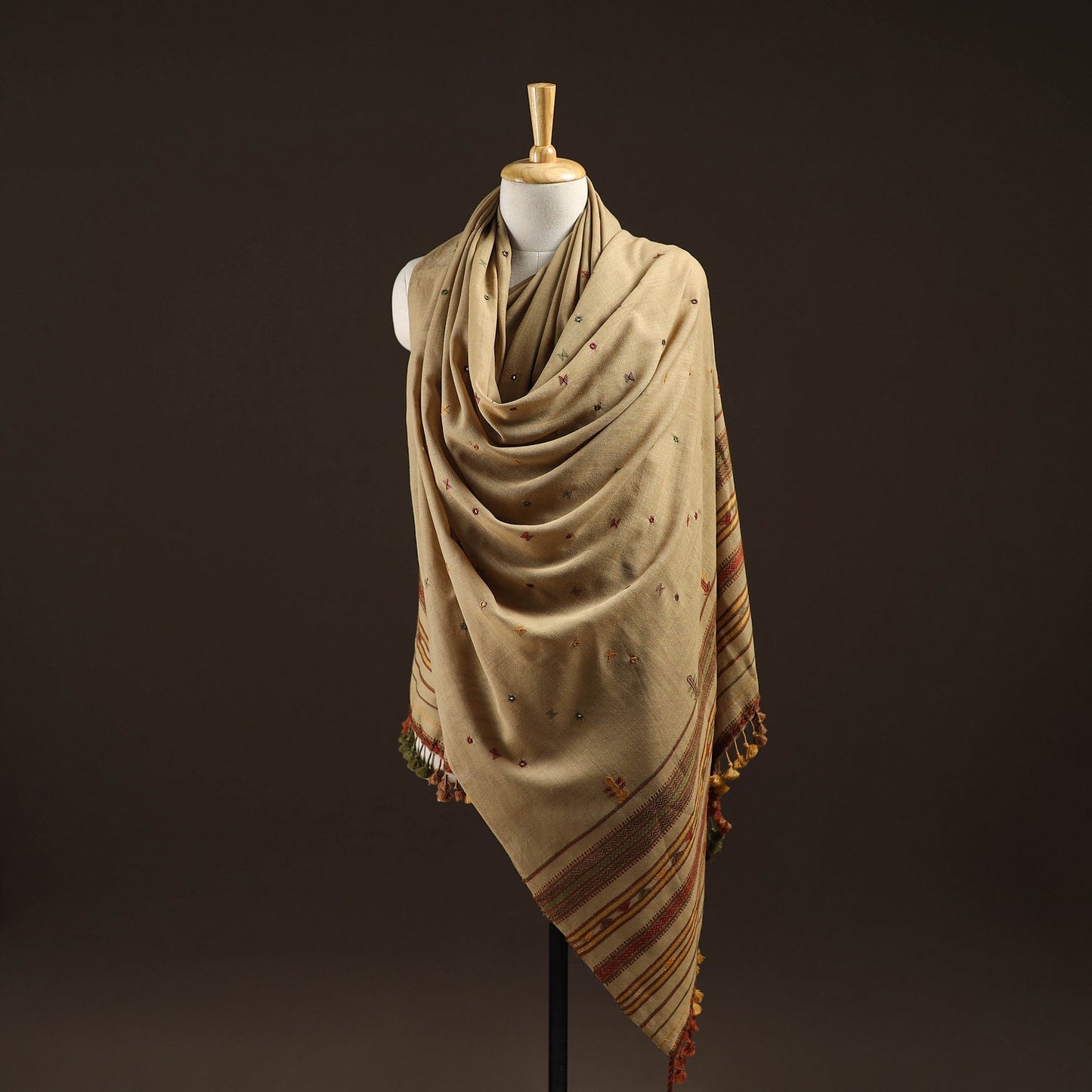 Kutch bhujodi mirror work handwoven merino wool shawl 27