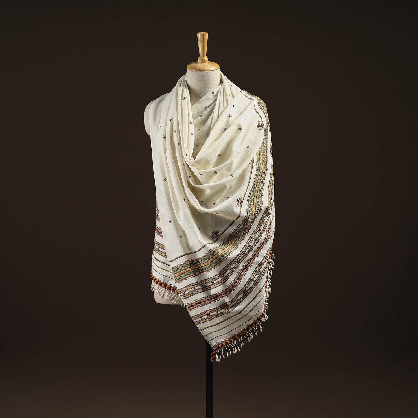 Kutch bhujodi mirror work handwoven merino wool shawl 29