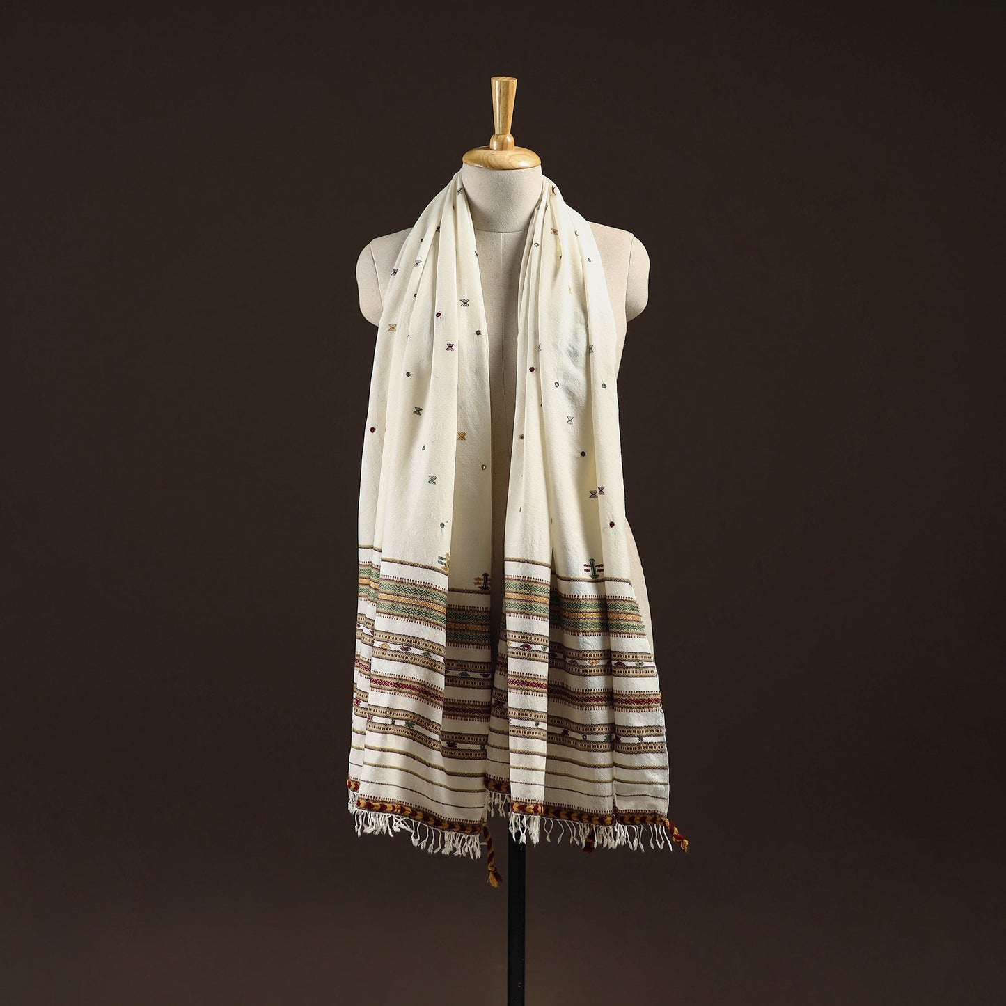 Kutch bhujodi mirror work handwoven merino wool shawl 29