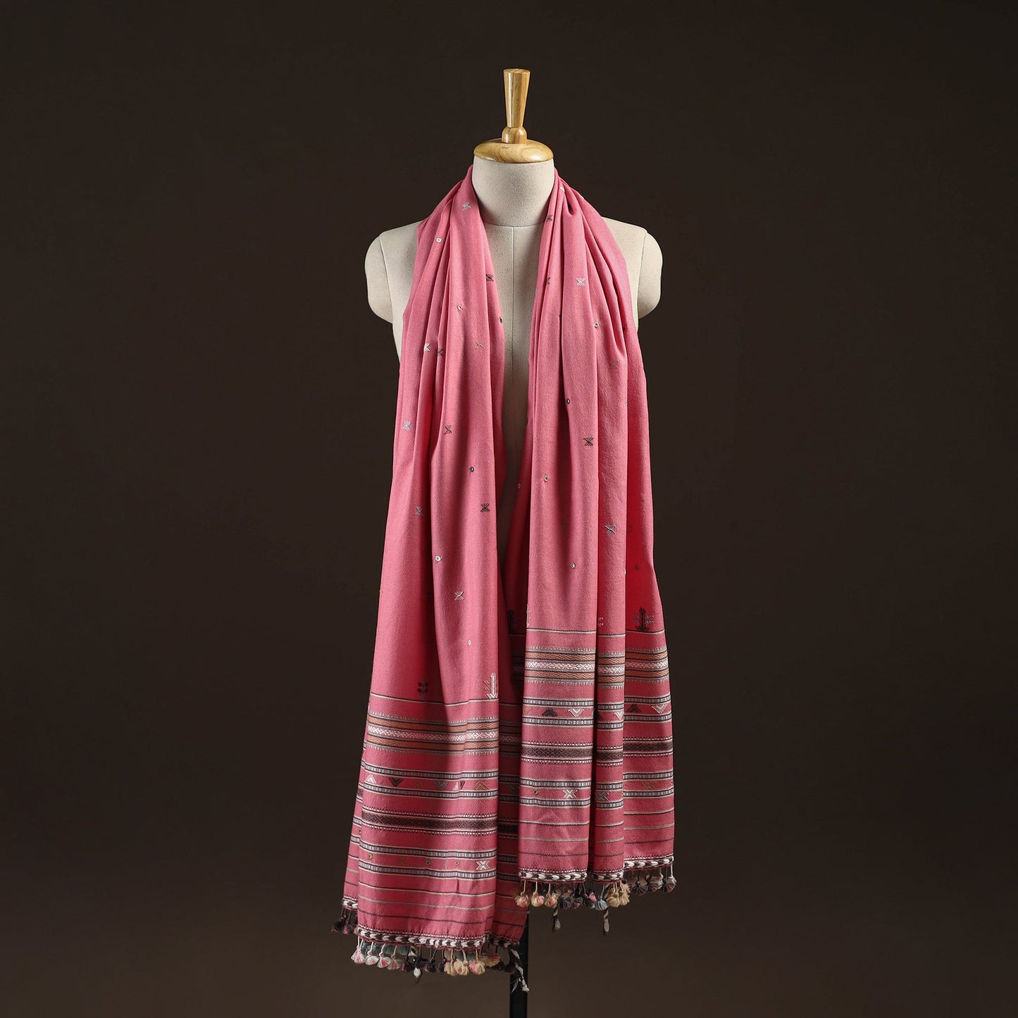 Kutch bhujodi mirror work handwoven merino wool shawl 30