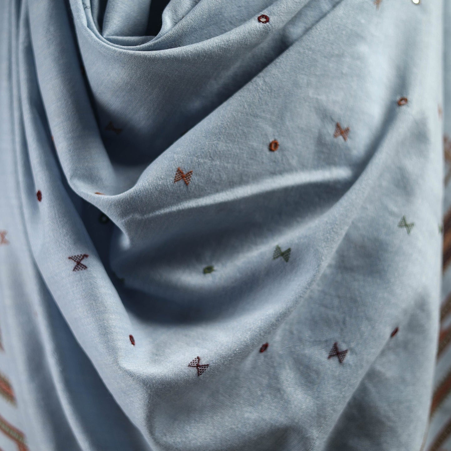 Kutch bhujodi mirror work handwoven merino wool shawl 31