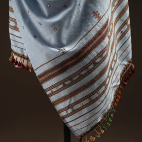 Kutch bhujodi mirror work handwoven merino wool shawl 31