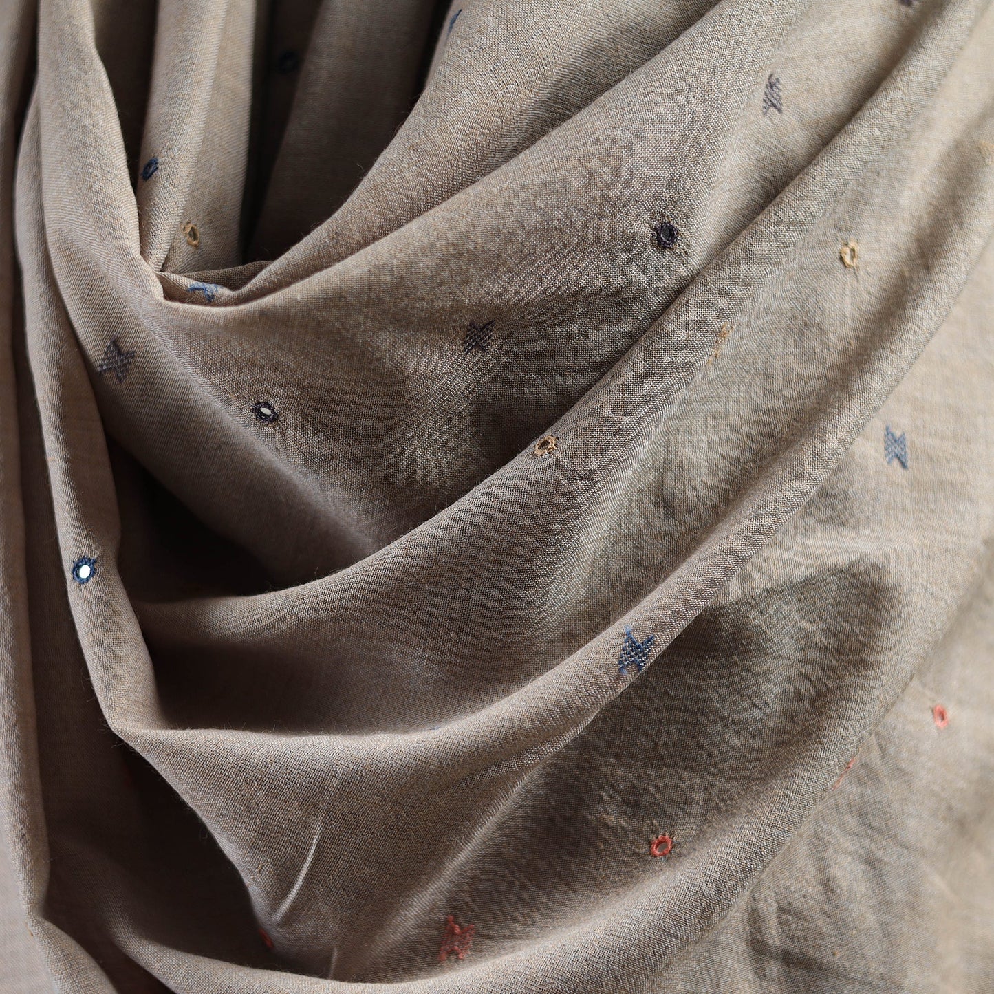 Kutch bhujodi mirror work handwoven merino wool shawl 32