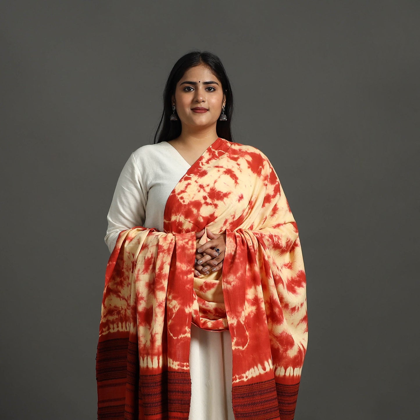 Buy Red Kutch Bhujodi Weaving Handloom Cotton Dupatta