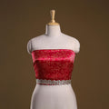 Kutch printed modal silk blouse piece with lace work 16