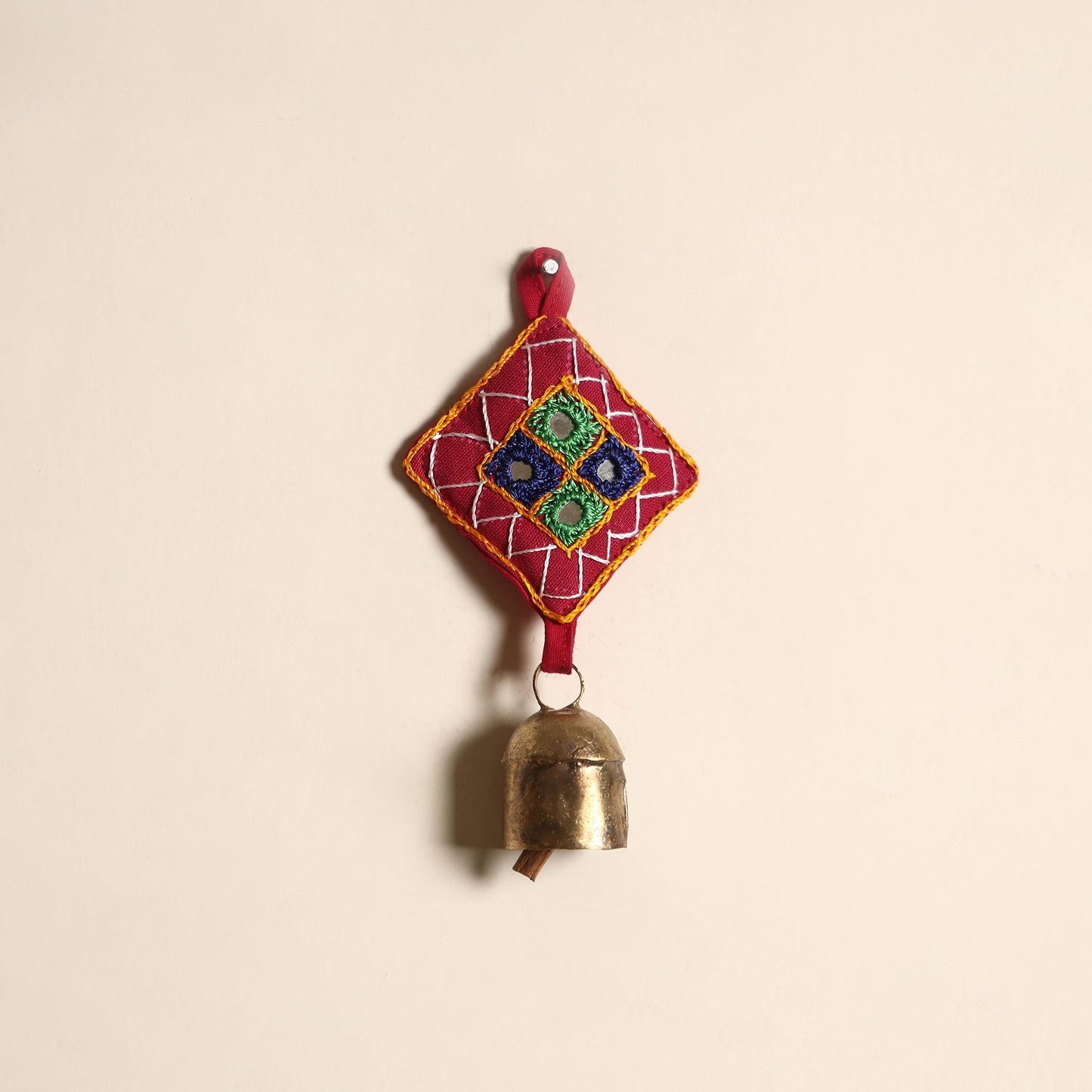 Kutch embroidery copper coated iron bell keychain 03