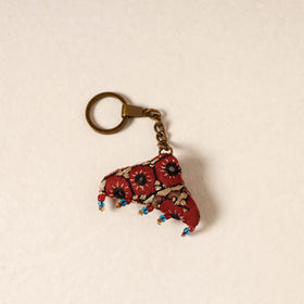Red Kutch Embroidery Handmade Keychain 