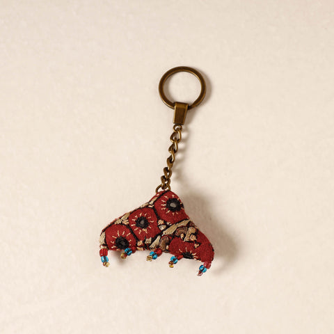 Red Kutch Embroidery Handmade Keychain 