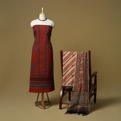 Kutch hand natural dyed 3pc unstitched dress material 02