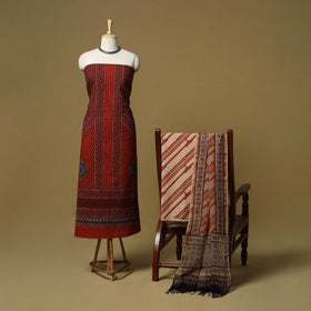 Kutch hand natural dyed 3pc unstitched dress material 02