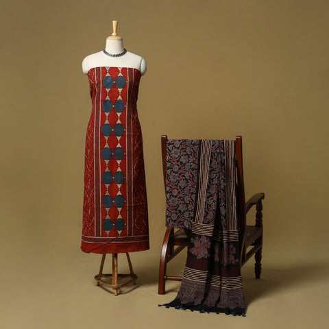 Kutch hand natural dyed 3pc unstitched dress material 28