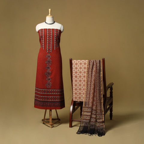 Kutch hand natural dyed 3pc unstitched dress material 16