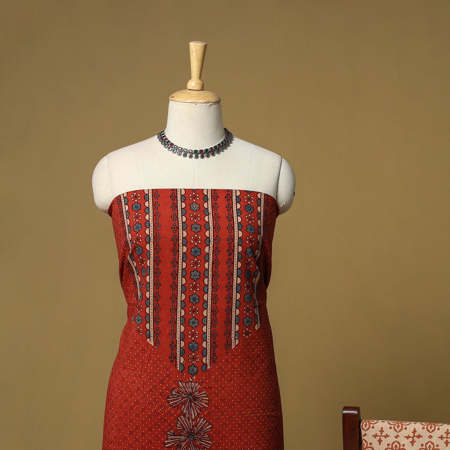 Kutch hand natural dyed 3pc unstitched dress material 16