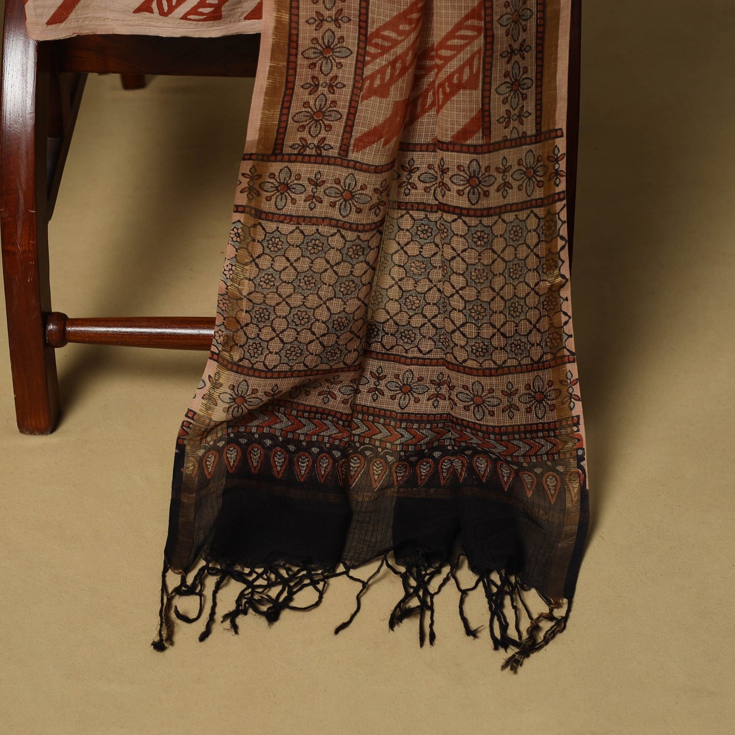 Kutch hand natural dyed 3pc unstitched dress material 02