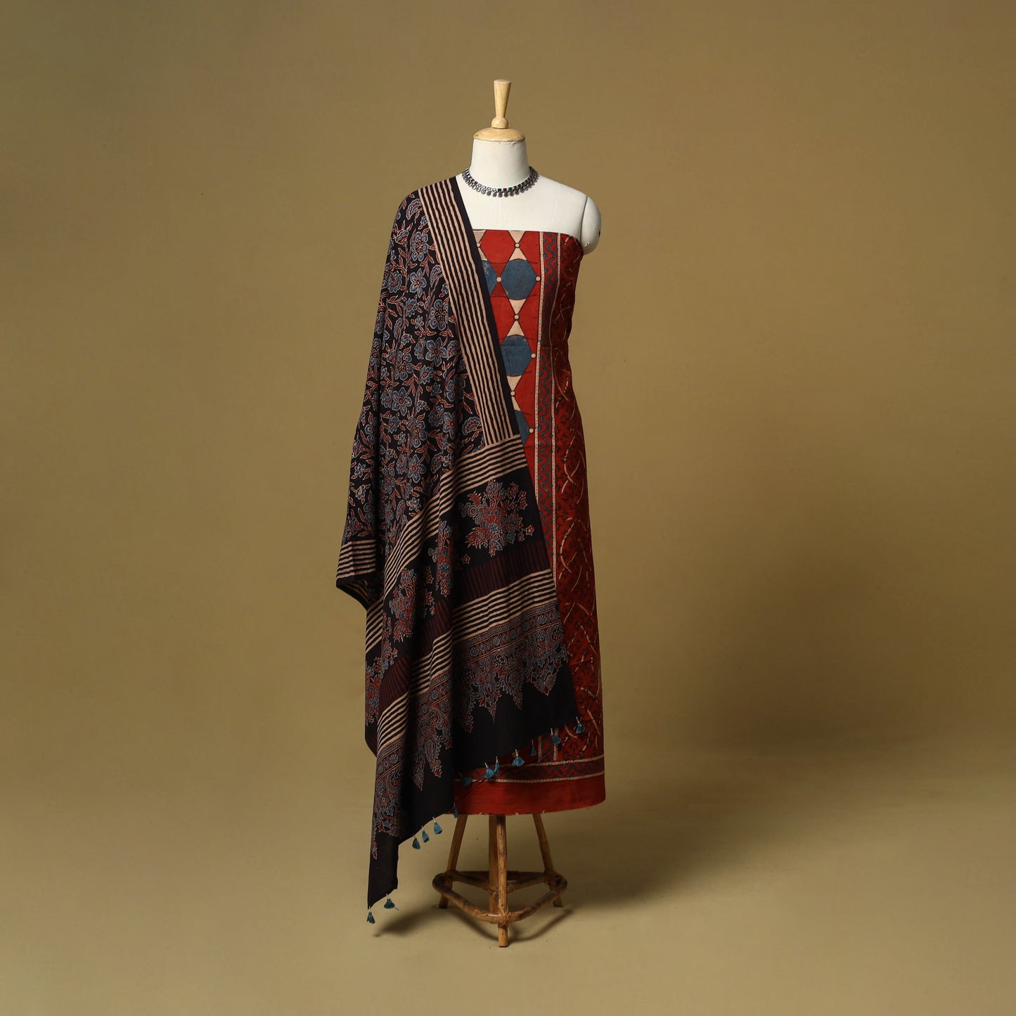 Kutch hand natural dyed 3pc unstitched dress material 28