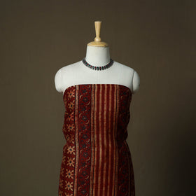 Kutch hand block ajrakh print natural dyed chanderi silk