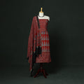 Kutch hand block ajrakh print natural dyed chanderi silk