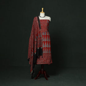 Kutch hand block ajrakh print natural dyed chanderi silk
