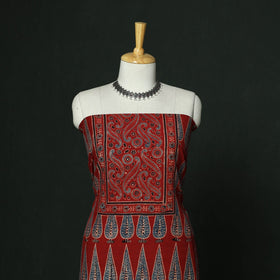 Kutch hand block ajrakh print natural dyed chanderi silk