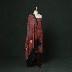 Kutch hand block ajrakh print natural dyed chanderi silk
