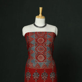 Kutch hand block ajrakh print natural dyed chanderi silk