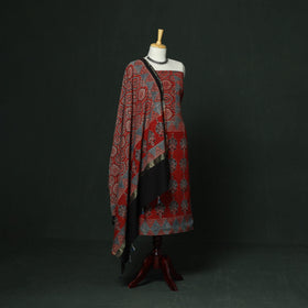 Kutch hand block ajrakh print natural dyed chanderi silk
