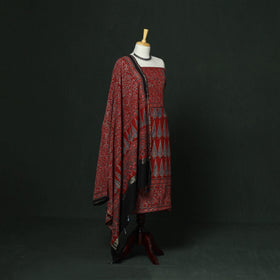 Kutch hand block ajrakh print natural dyed chanderi silk