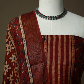 Kutch hand block ajrakh print natural dyed chanderi silk