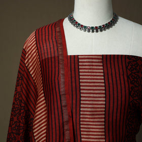 Kutch hand block ajrakh print natural dyed chanderi silk