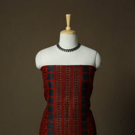Kutch hand block ajrakh print natural dyed chanderi silk