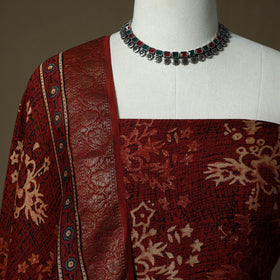 Kutch hand block ajrakh print natural dyed chanderi silk