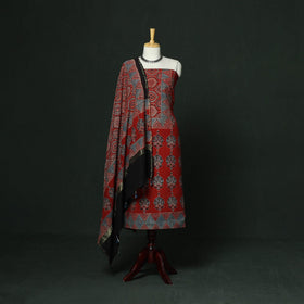Kutch hand block ajrakh print natural dyed chanderi silk